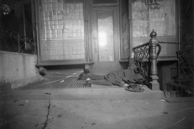 Homicide/male; in front of I.L.A. Union Hall, 1916-1920
